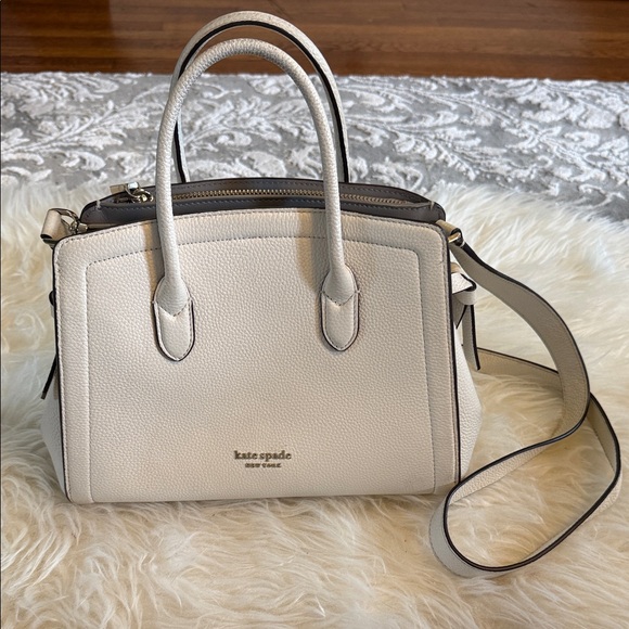 kate spade Handbags - kate spade Cream Pebbled Leather Satchel with Detachable Strap